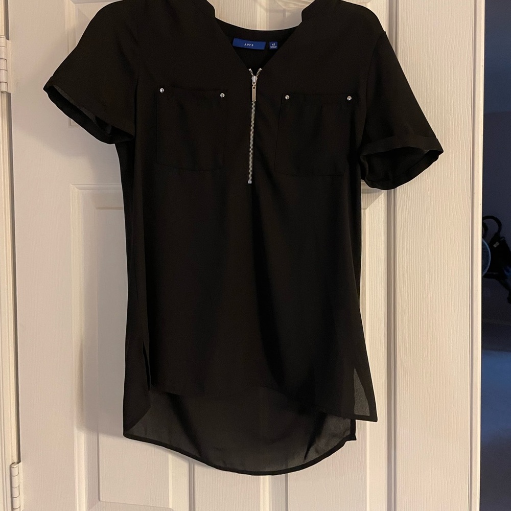 Black see through blouse womens size xs